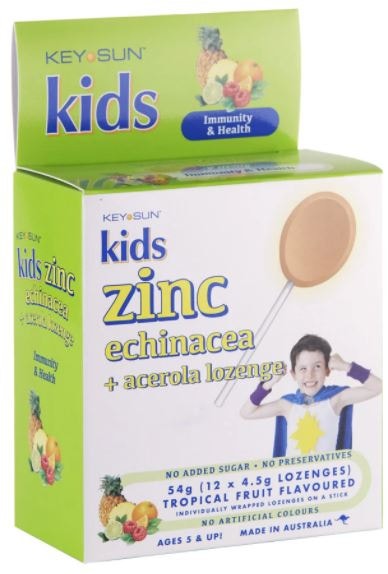 Key Sun 兒童鋅+維生素C營養棒棒糖（熱帶水果味）12支