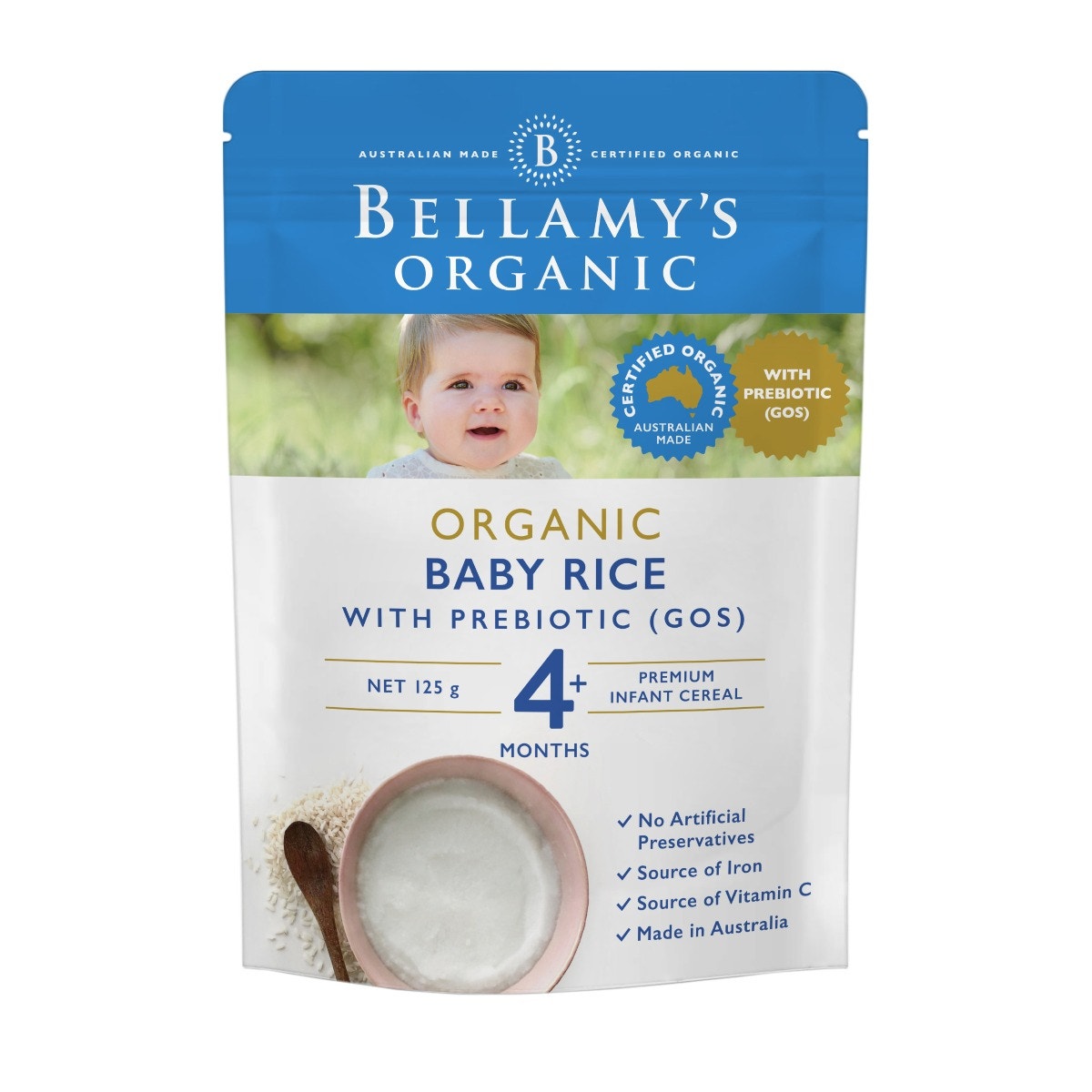 Bellamys 貝拉米 有機嬰幼兒米粉米糊 寶寶輔食 4個月以上 125g