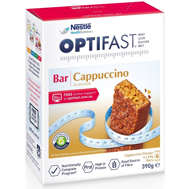 雀巢Optifast 澳洲巧克力棒（零食低卡路里） 6包x60g（卡布奇諾咖啡口味）