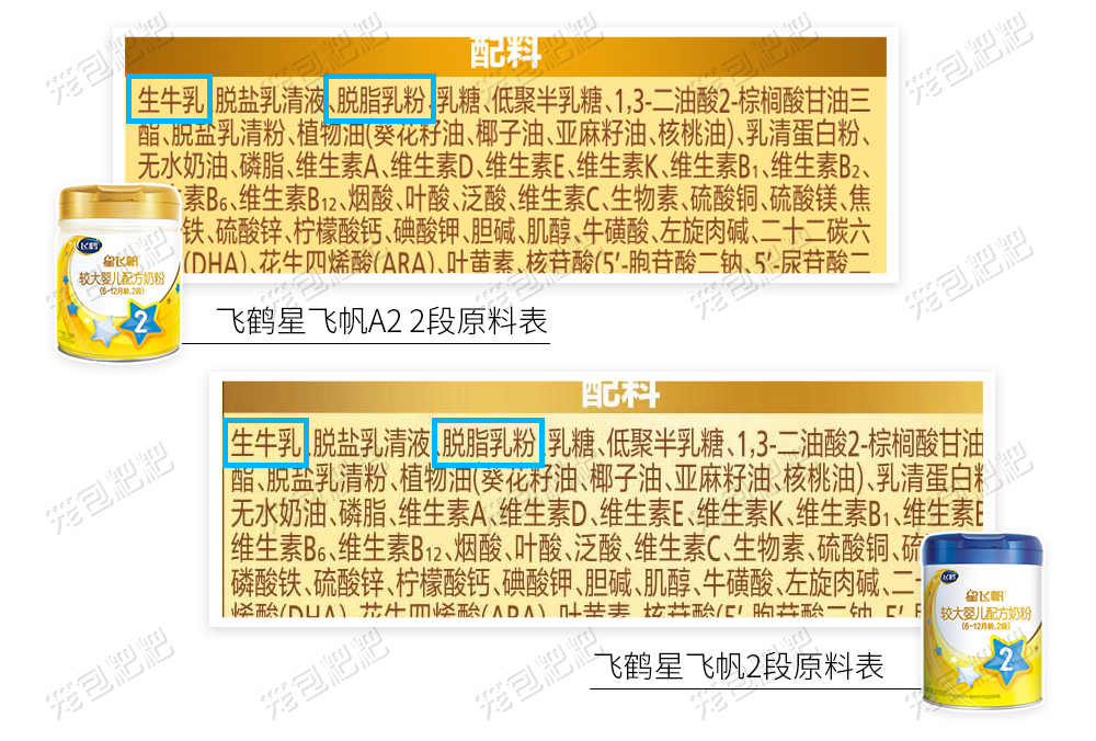 飛鶴星飛帆奶粉原料表