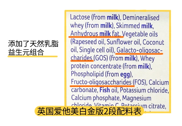 英國愛他美白金版3段配料表 英國愛他美白金版3段配料表