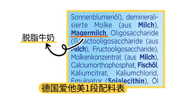 德國愛他美1段配料表