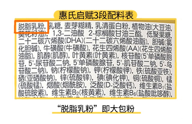 惠氏啟賦3段配料表