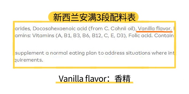 安滿新西蘭版3段配料表