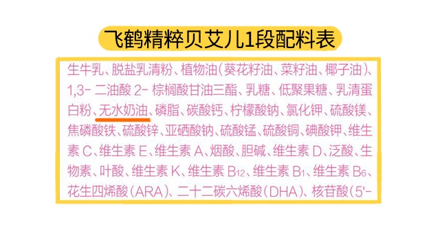 飛鶴貝艾兒1段配料表