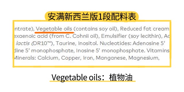 安滿新西蘭版1段配料表