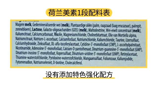 荷蘭美素1段配料表