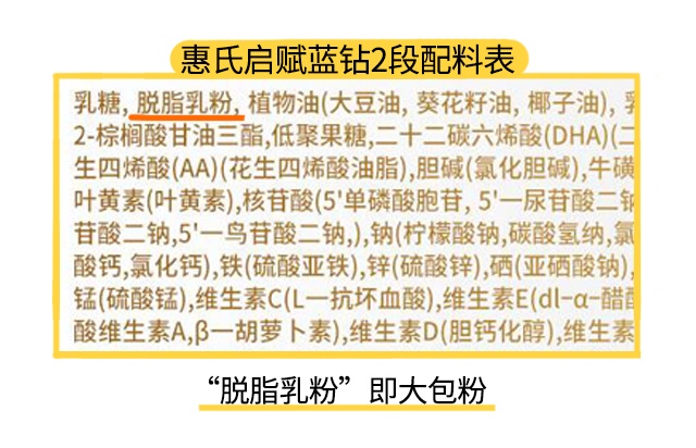 惠氏啟賦藍(lán)鉆3段配料表