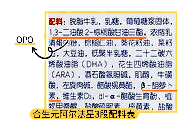 合生元阿爾法星3段配料表