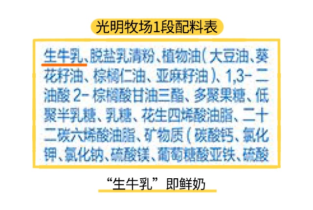 光明牧場1段配料表