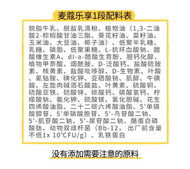 麥蔻樂享1段配料表