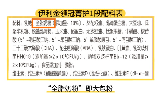 伊利菁護1段配料表