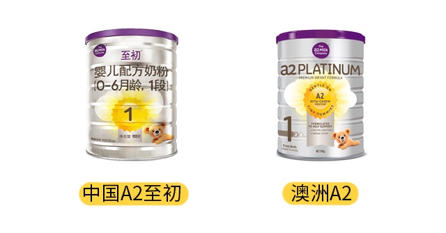 A2奶粉國行版和澳洲版產品圖