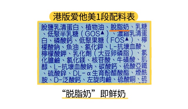 港版愛他美1段配料表