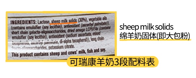 可瑞康綿羊奶3段配料表