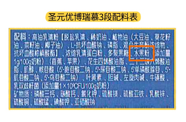 圣元優(yōu)博瑞慕3段配料表