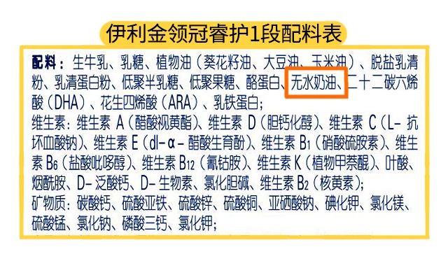 伊利睿護1段配料表 伊利睿護1段配料表