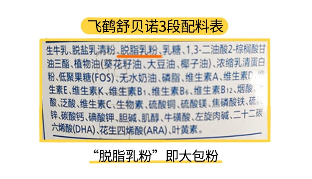 飛鶴舒貝諾2段配料表