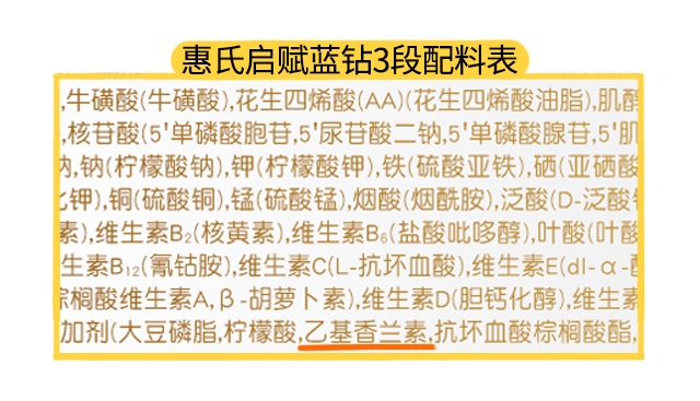 惠氏啟賦藍鉆3段配料表