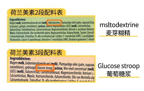 荷蘭美素2段和3段配料表