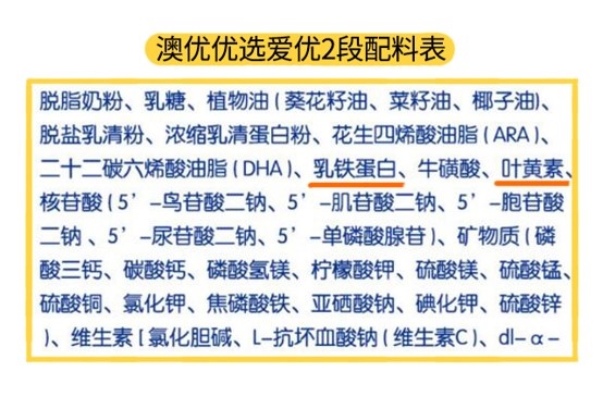 澳優優選愛優2段配料表