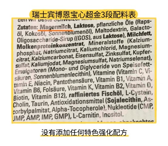 瑞士賓博恩寶心超金1段配料表
