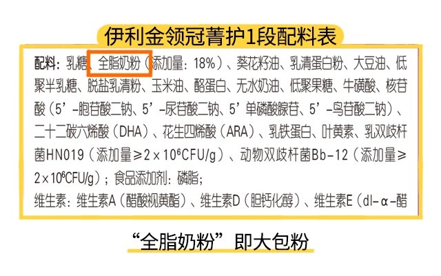 伊利菁護1段配料表