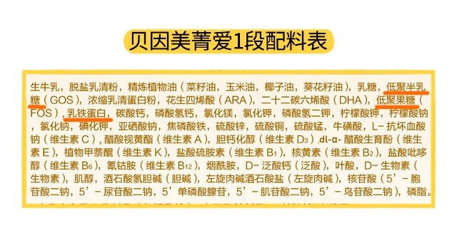 貝因美菁愛1段配料表