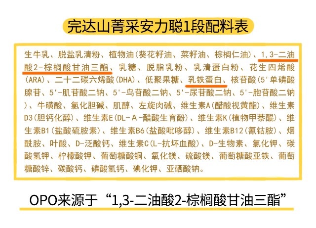 完達山安力聰1段配料表