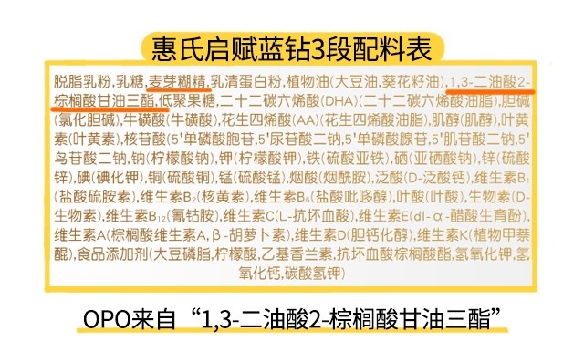 惠氏啟賦藍(lán)鉆3段配料表