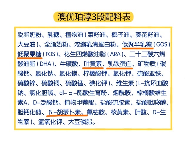 澳優珀淳3段配料表