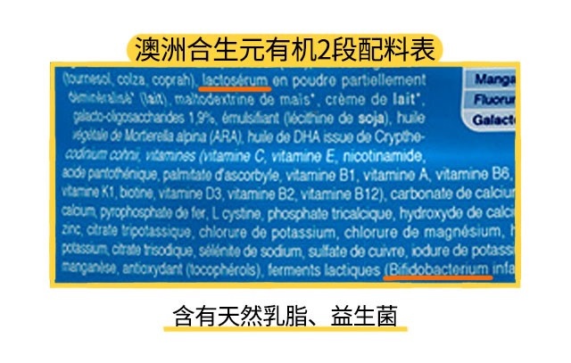 澳洲合生元有機(jī)2段配料表