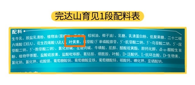 完達(dá)山育見1段配料表