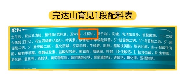 完達(dá)山育見1段配料表