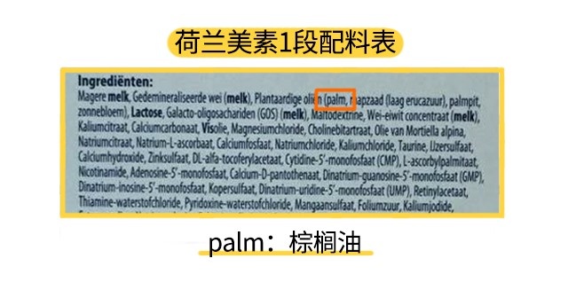 荷蘭美素1段配料表