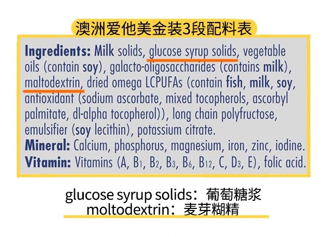 愛他美澳洲版1段配料表3