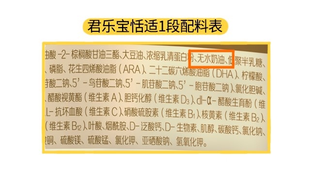 君樂(lè)寶恬適1段配料表