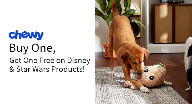 Chewy官網現有迪士尼&星戰寵物用品熱賣 買一送一特惠